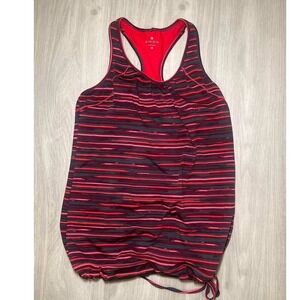 Athleta Striped Racerback Tank Womens M Built In Bra Drawstring Hem Activewear